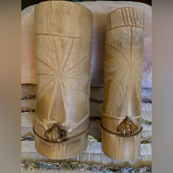 Souvenir pair of wood vases Vintage-from Jamaica - Picture 2 of 11